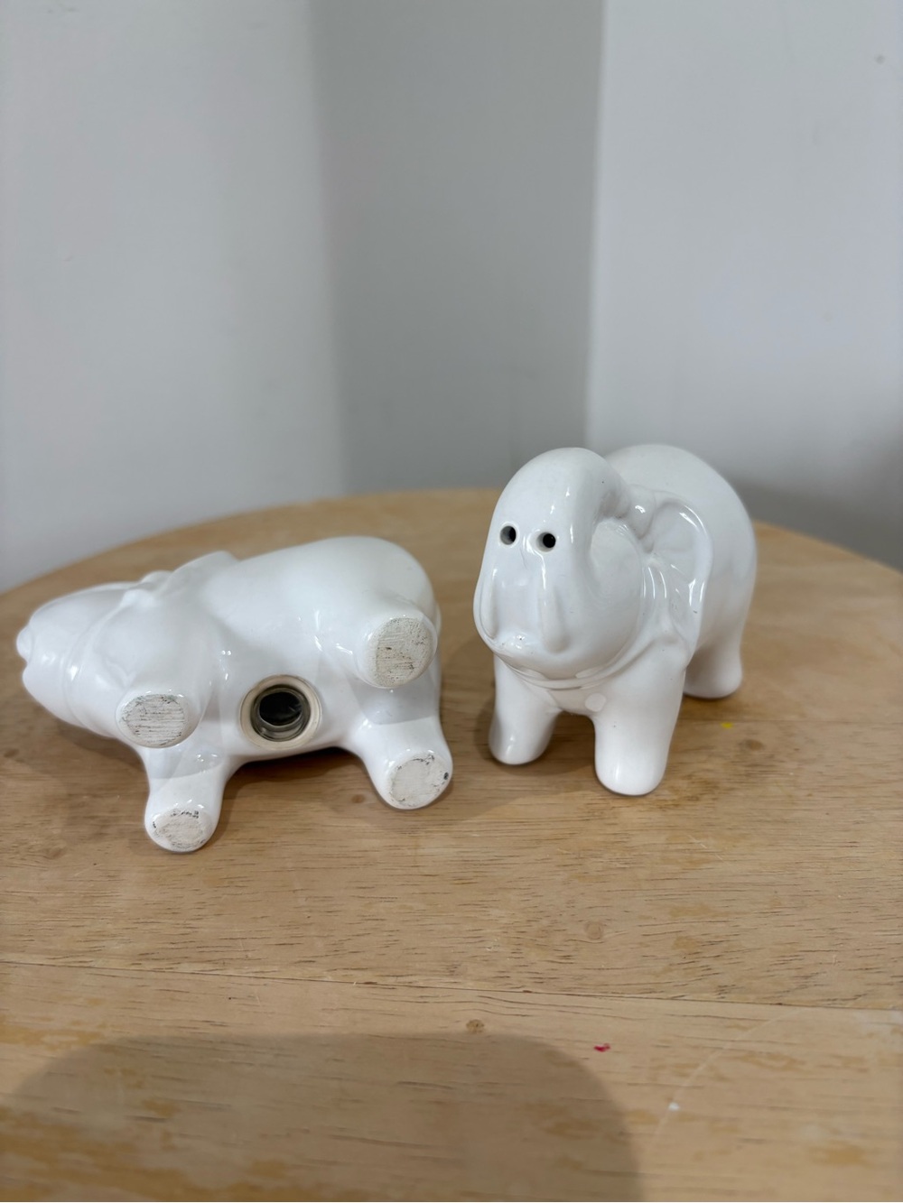 White Ceramic Elephant Salt and Pepper Shaker Set